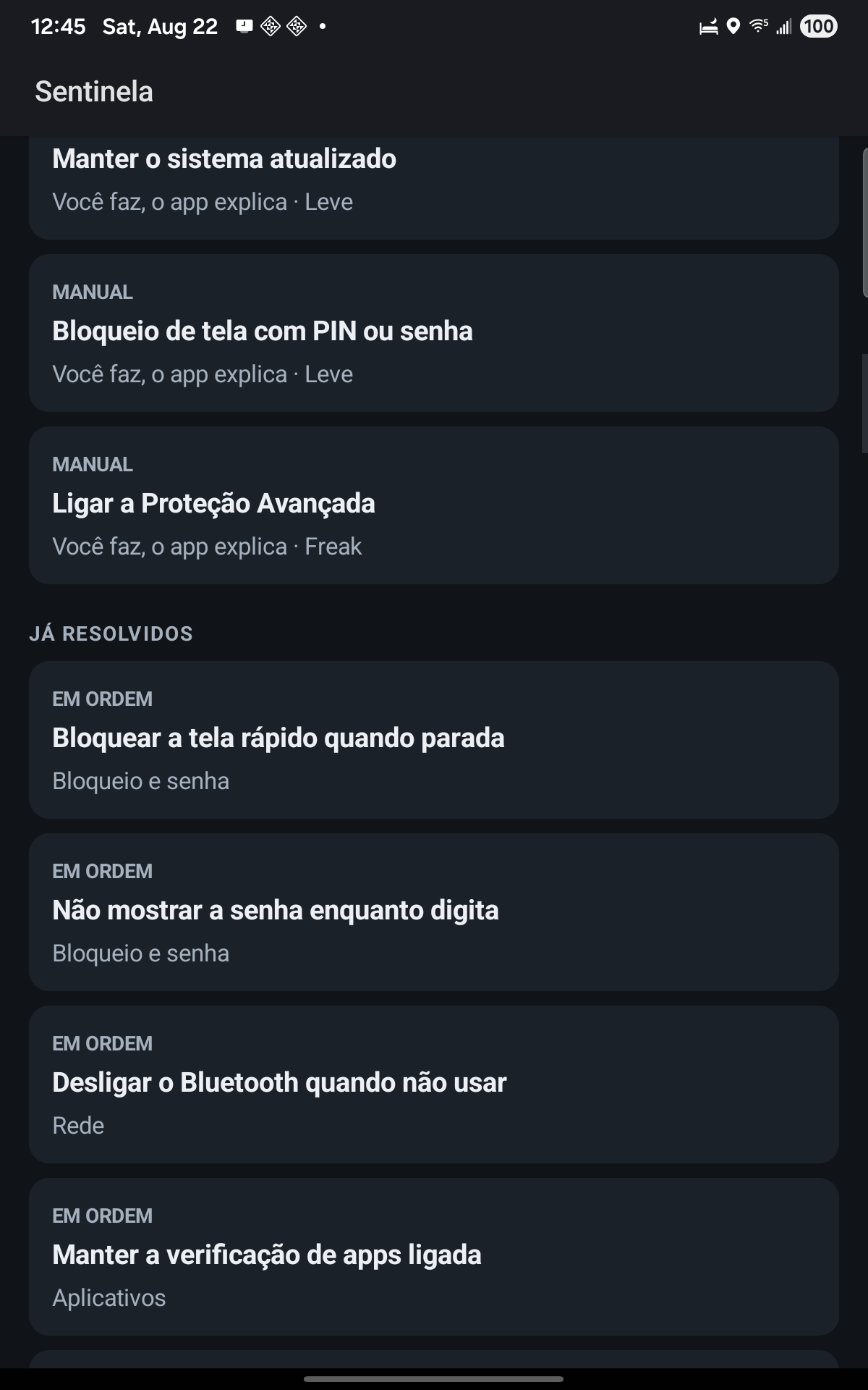 Lista para reforçar com distintivos Manual e Em ordem